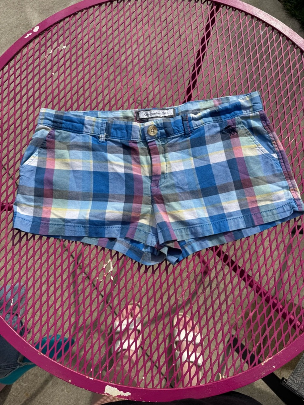 Abercrombie & Fitch Blue Plaid Cotton Women’s Shorts